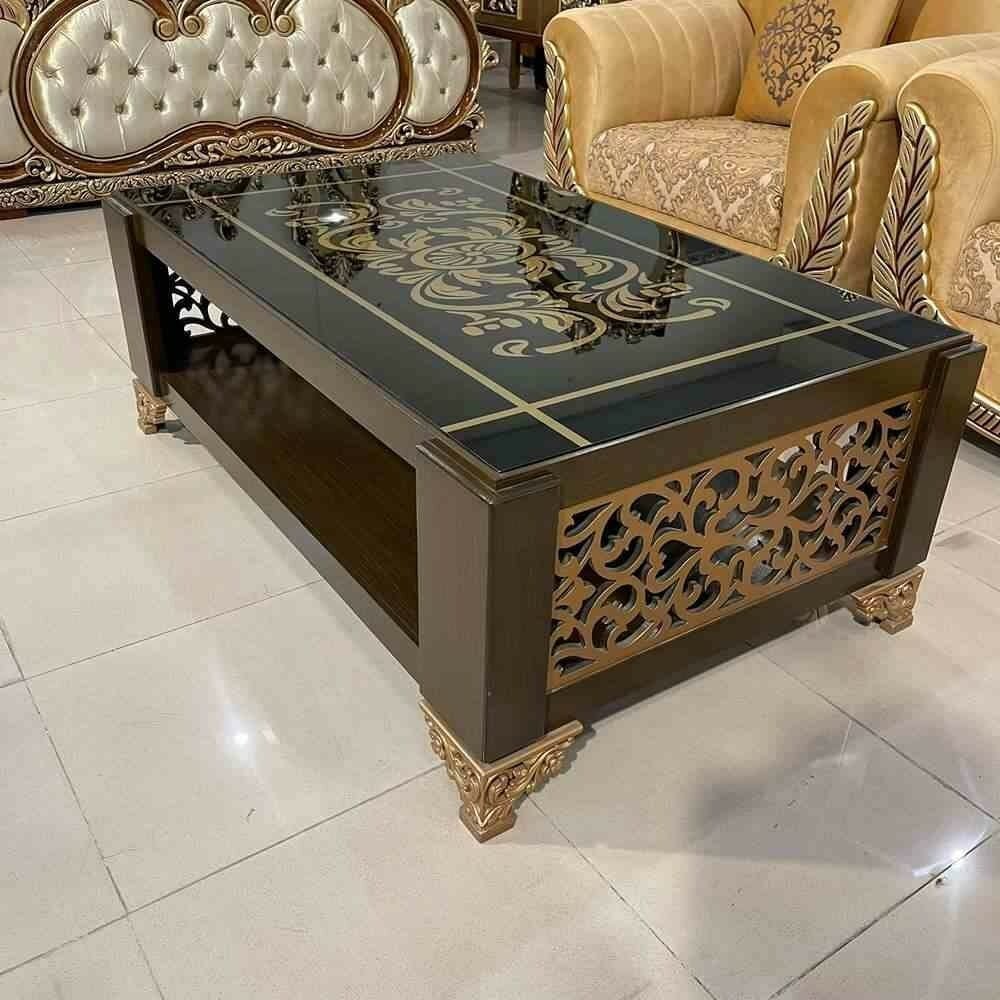 Elegant Floral Design Glass Top Center Table # CT38