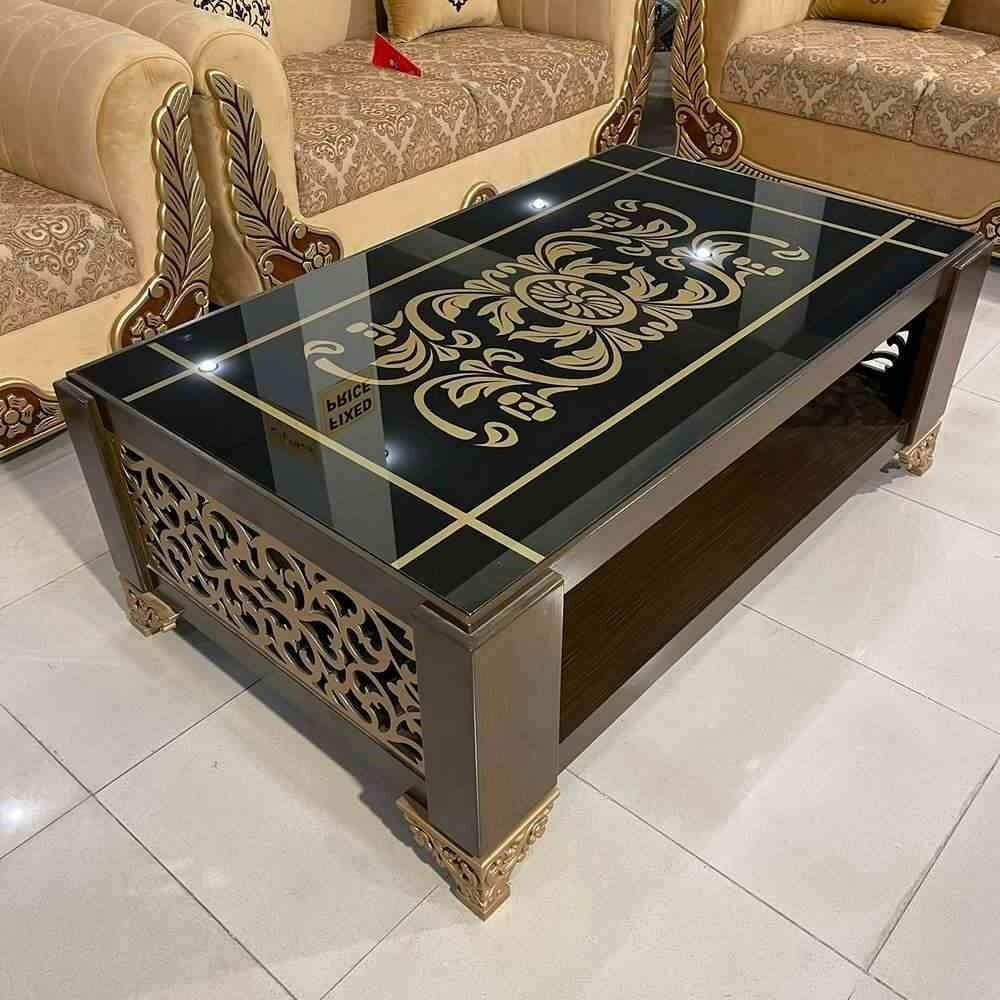 Elegant Floral Design Glass Top Center Table # CT38