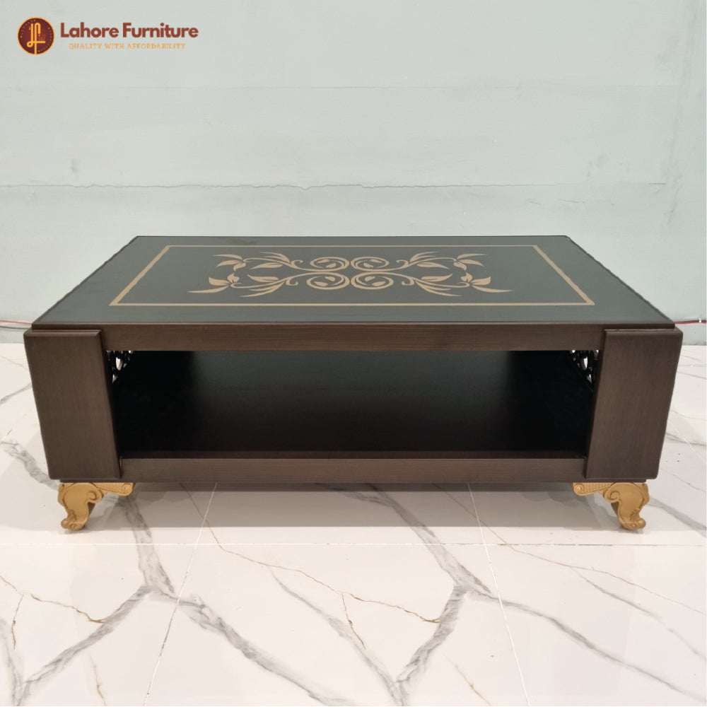 Elegant Floral Design Glass Top Center Table # CT38