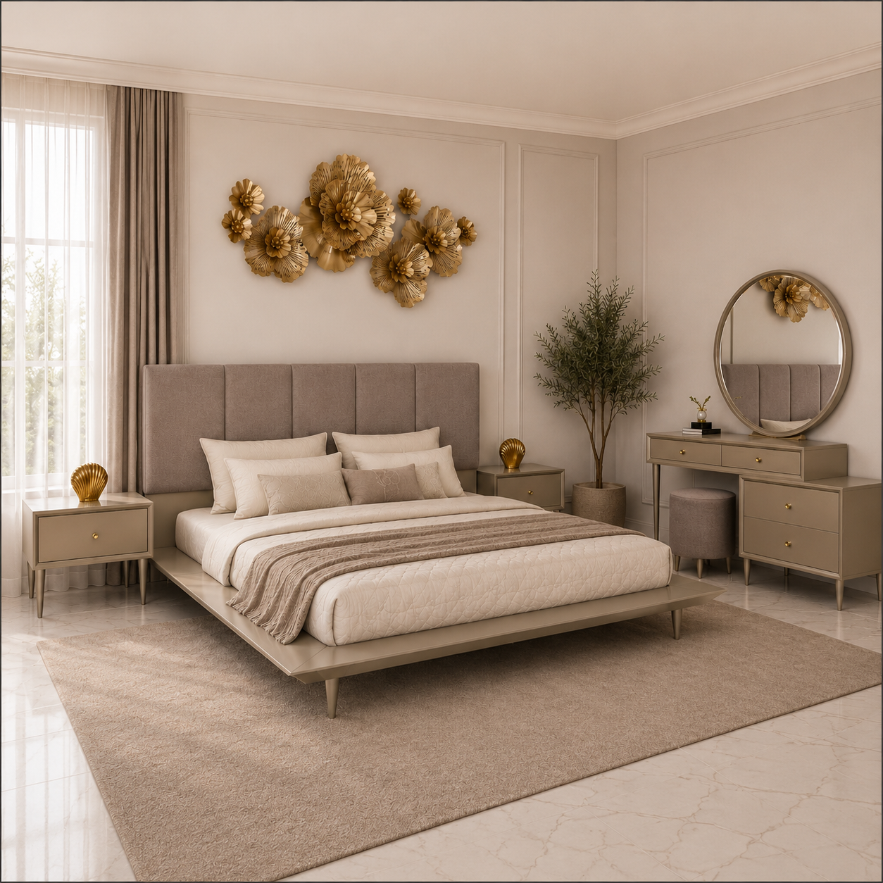 Contemporary luxury bedroom with gold accents - MD09