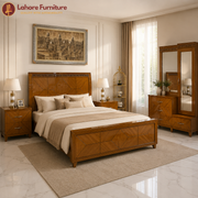 Solid Wood Style Bed Set with Storage Dresser - AK39