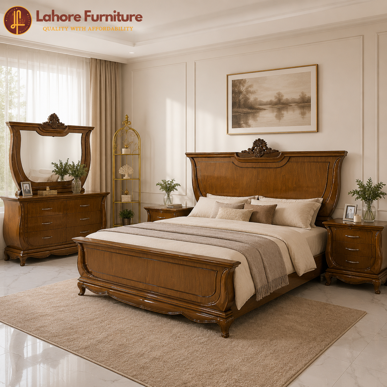 Premium Curved Panel Bed Set - AK35