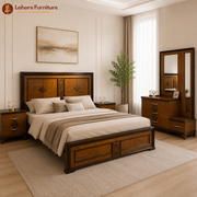 Modern Walnut Wood Bedroom Set with Dressing Table - AS34