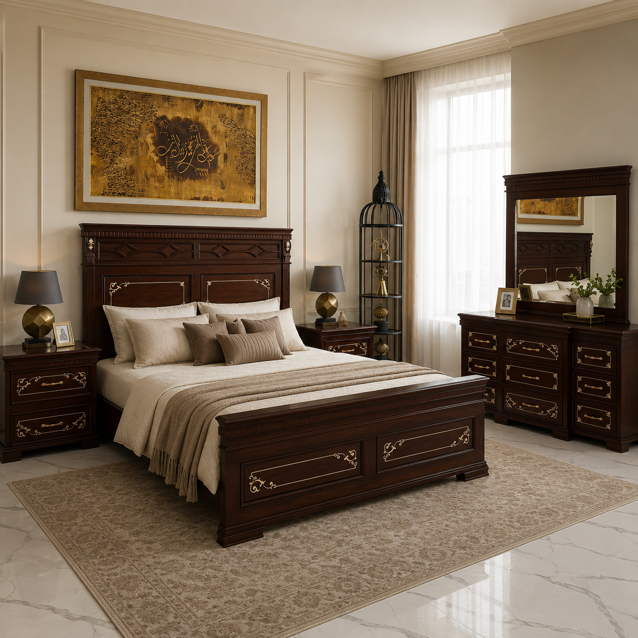 Royal Walnut Luxury Bedroom Set -As40