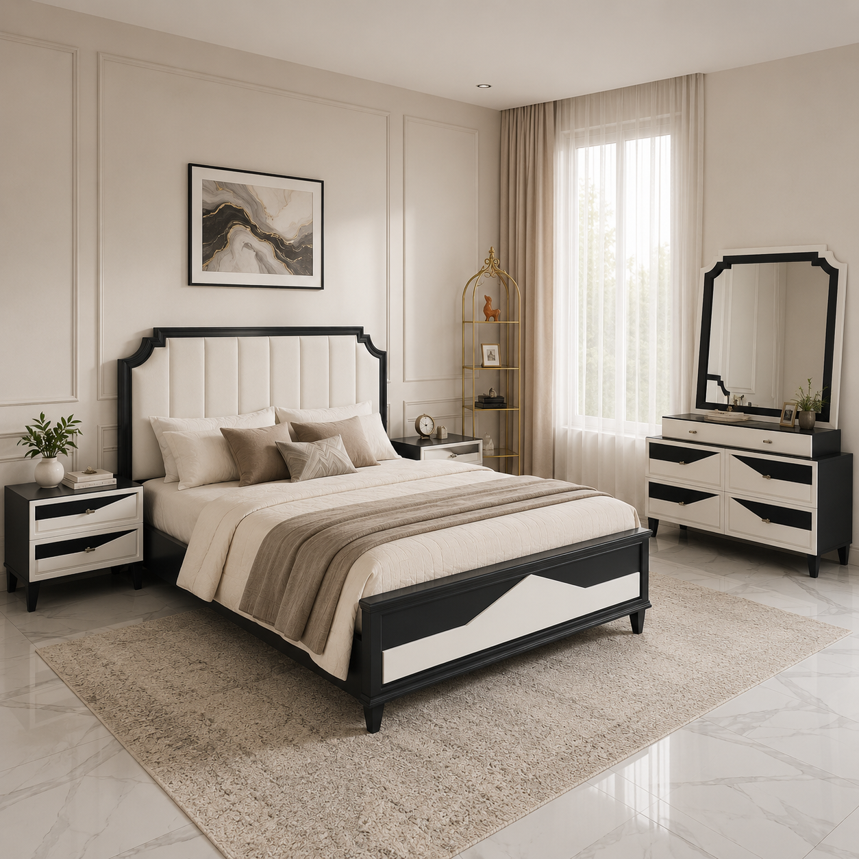 Modern minimalist bed Set- Md04