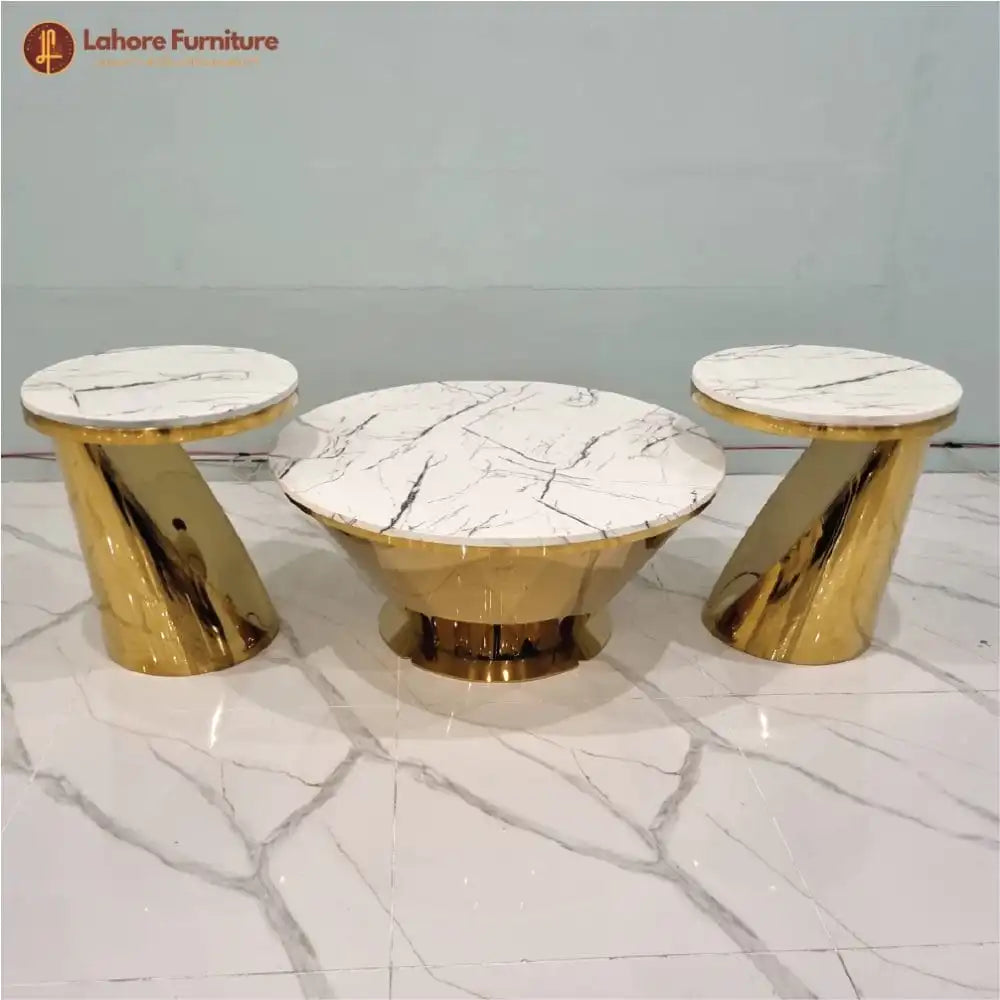 Fancy Round Center Table 3 Piece Set