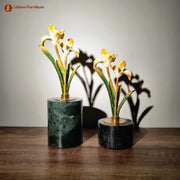 Small Green Marble Base Flower