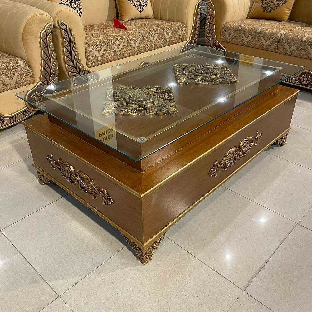 Top Glass Wooden Center Table # CT55