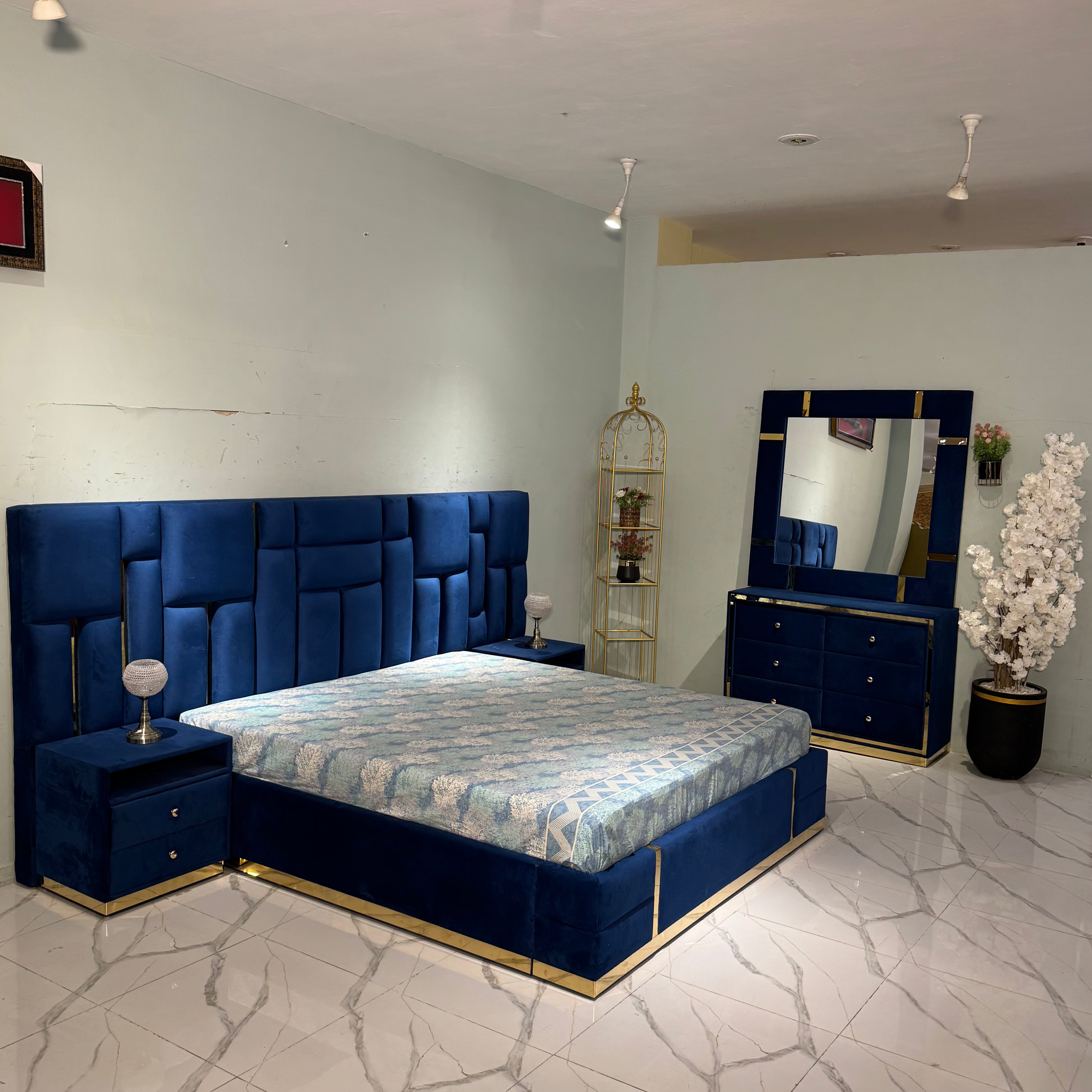Blue Velvet Dream King Size Bed # PS03