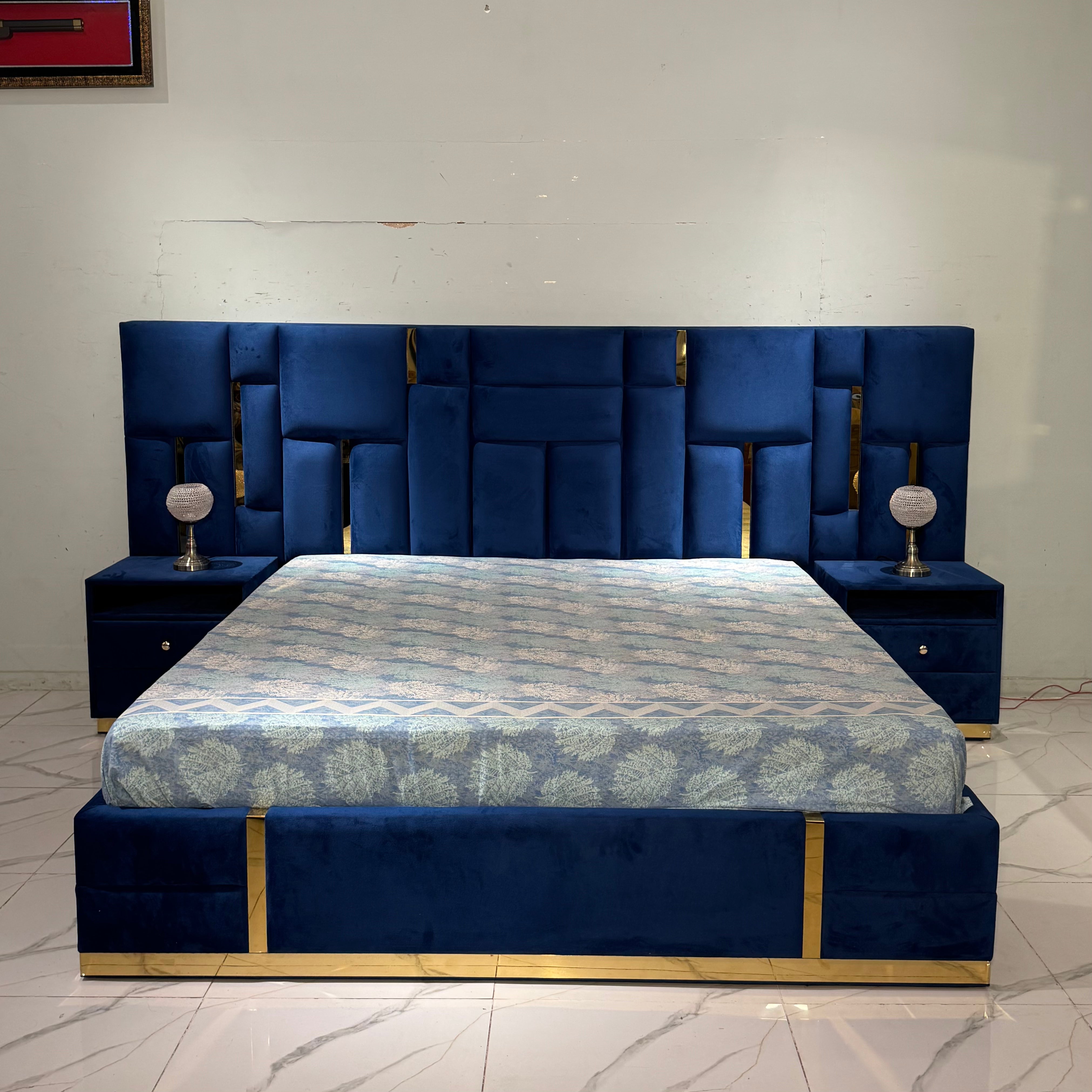 Blue Velvet Dream King Size Bed # PS03