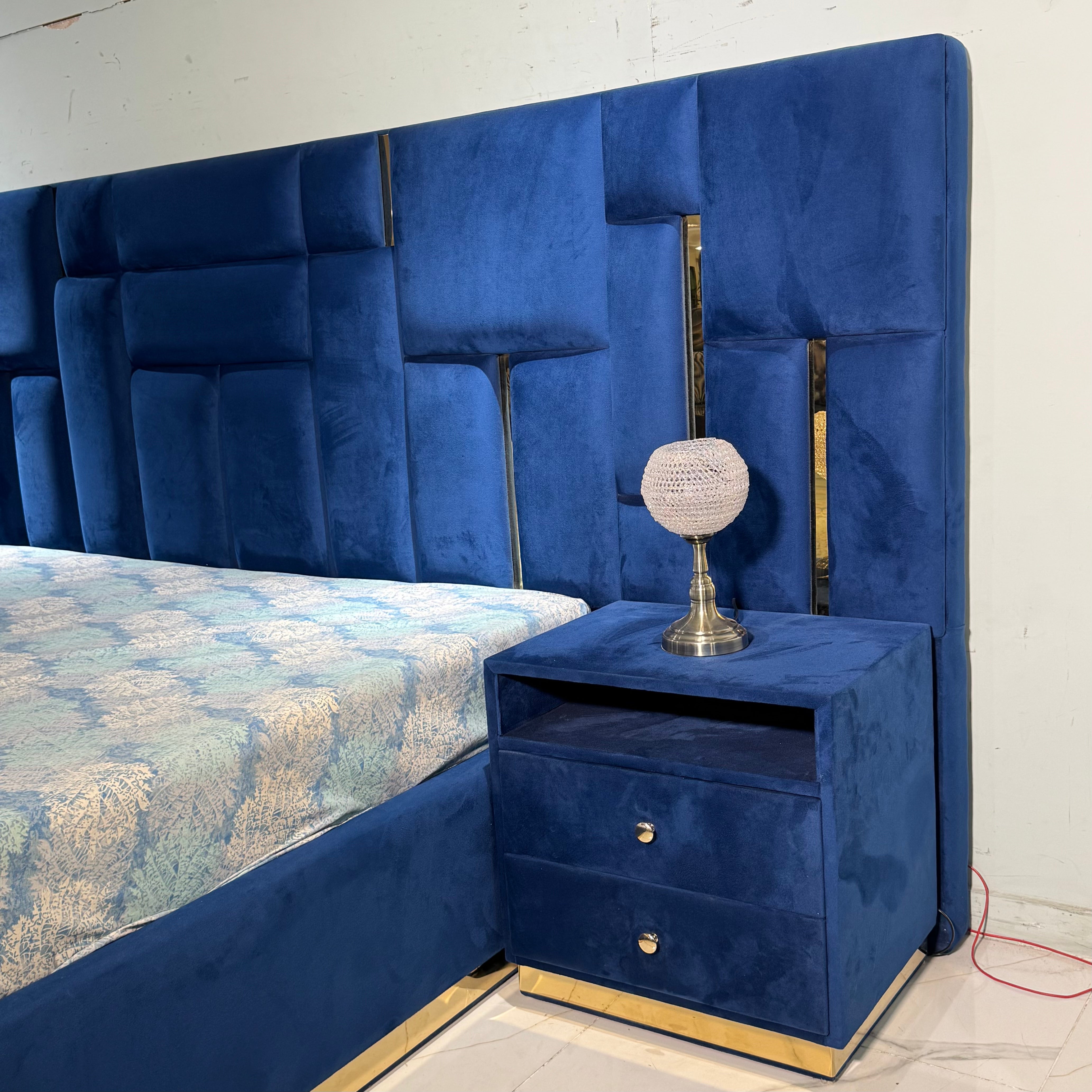 Blue Velvet Dream King Size Bed # PS03