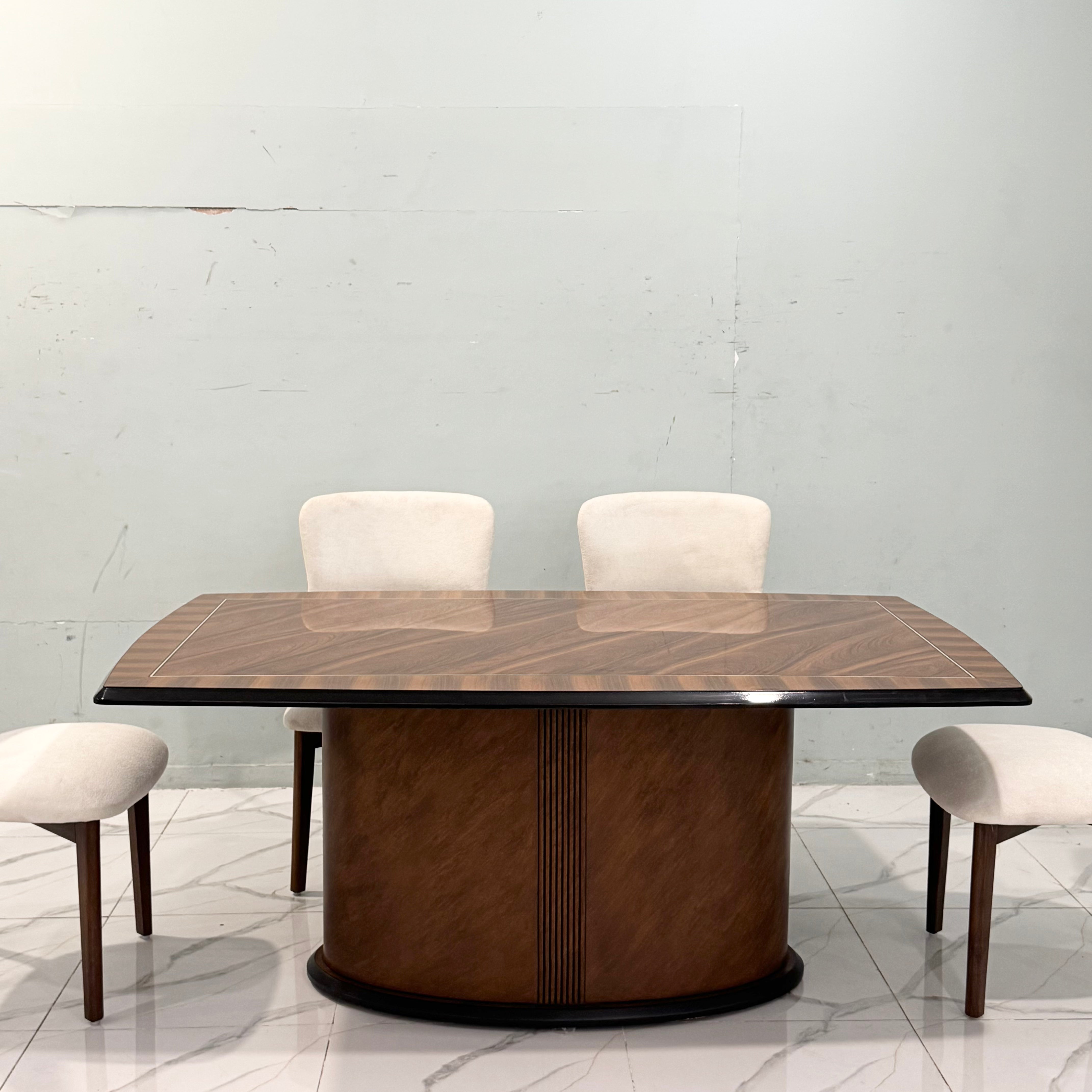 Modern Luxury Wood Dining Table Set with 6 Cream Chairs -  sd03