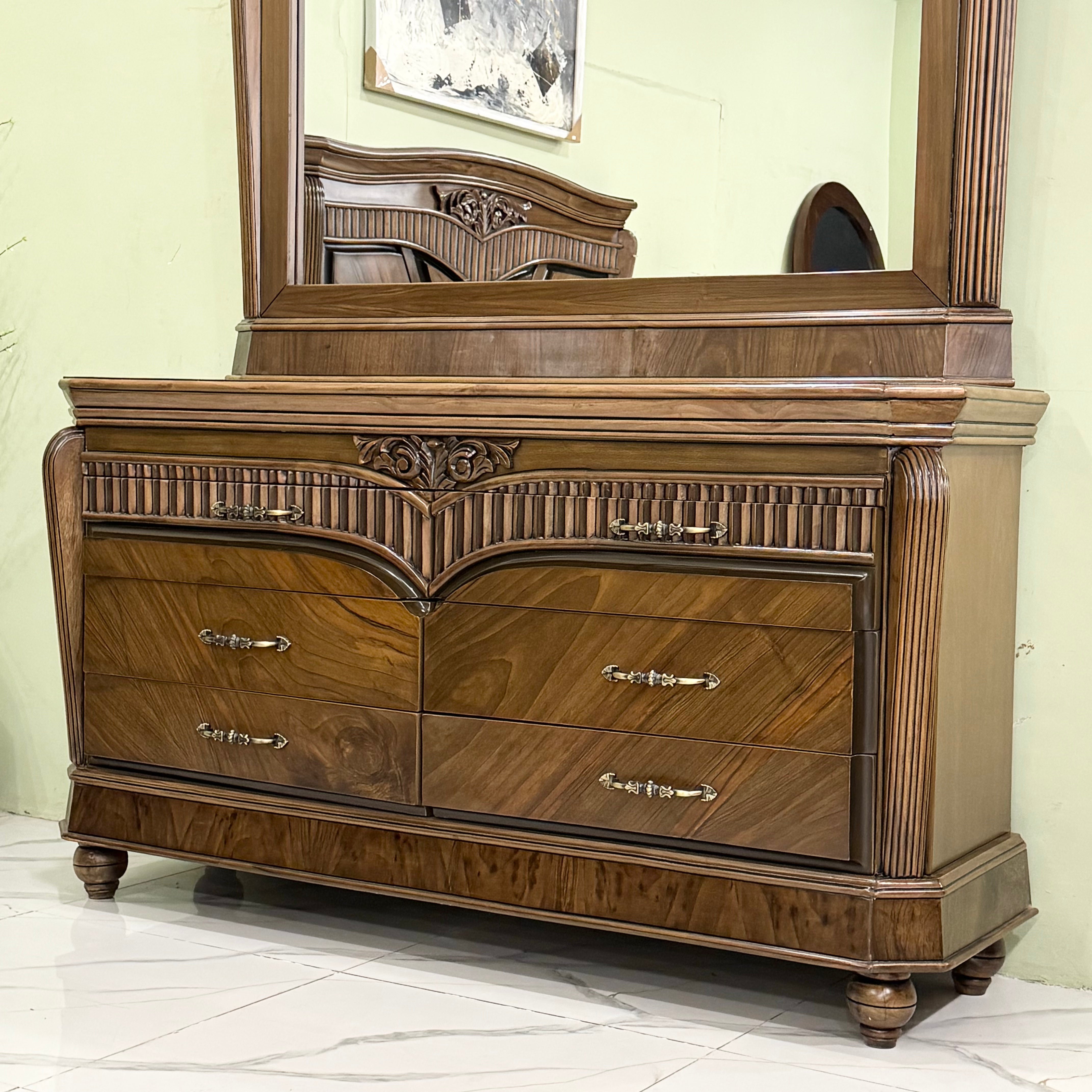 Heritage Sculpted Walnut Bed Suite