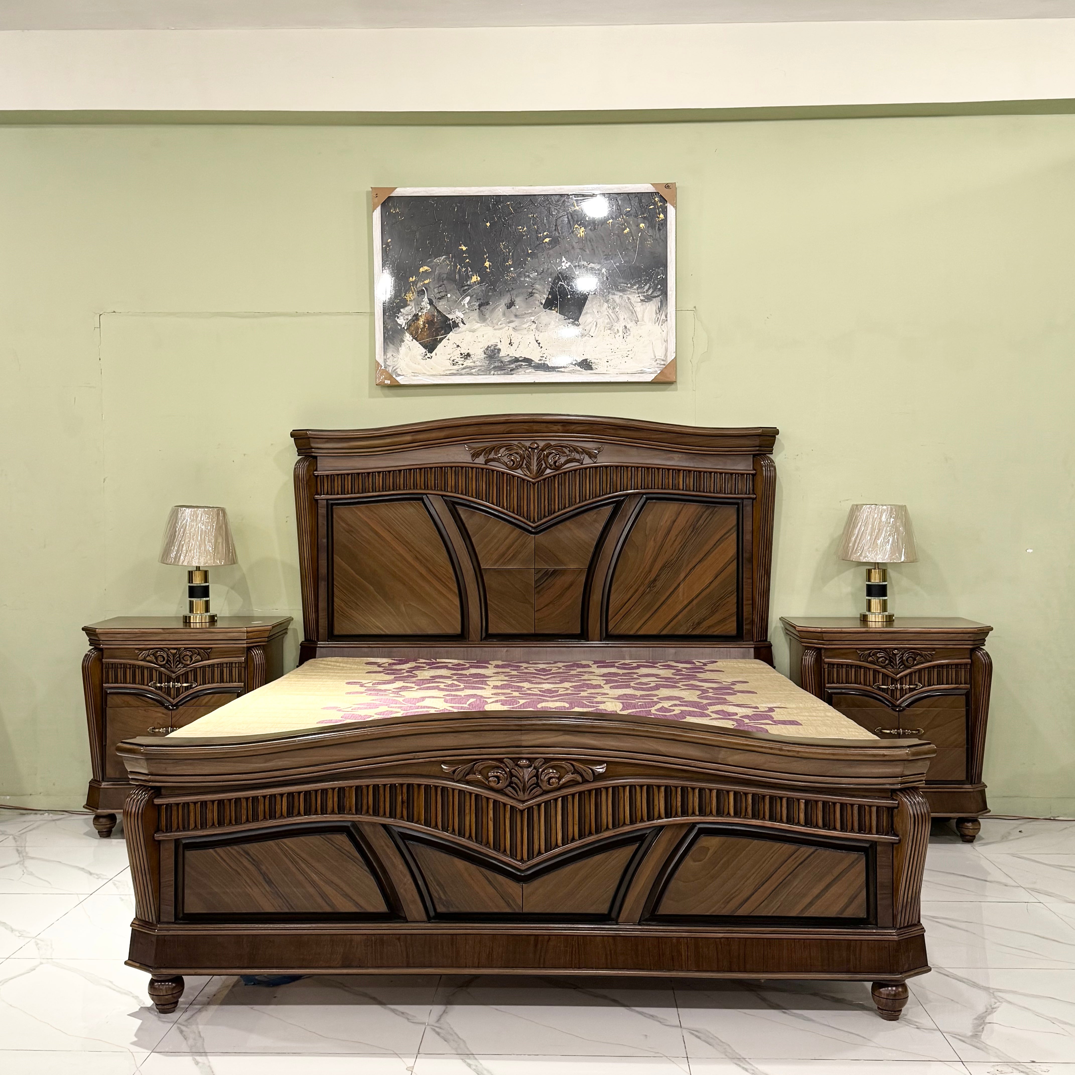 Heritage Sculpted Walnut Bed Suite