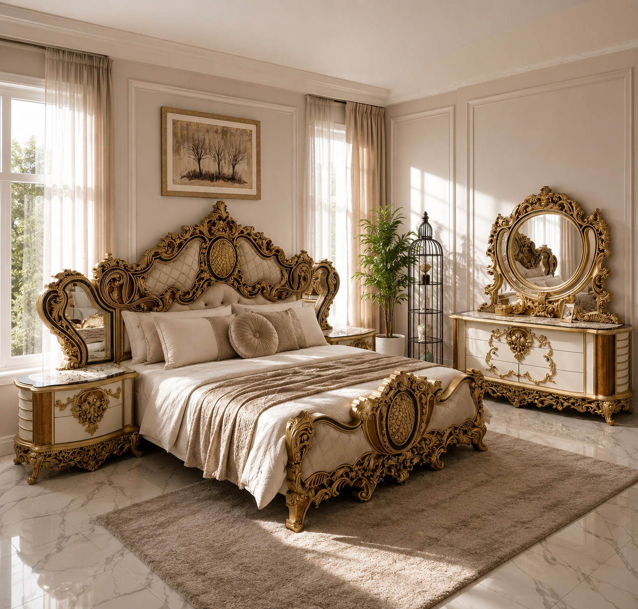 Imperial Gold Baroque Bed Suit