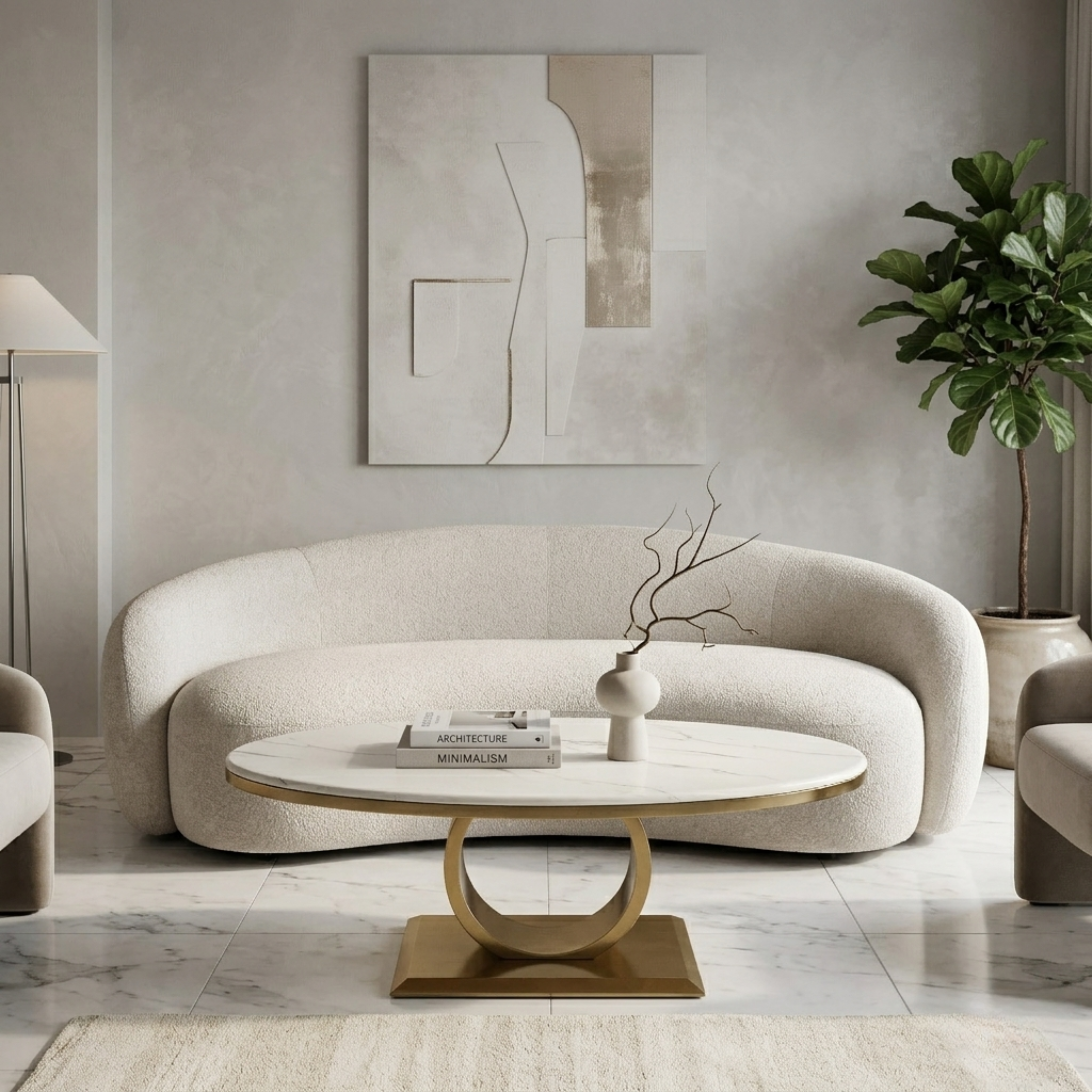 Luxury Curved Bouclé 3-Seater Sofa #ML53