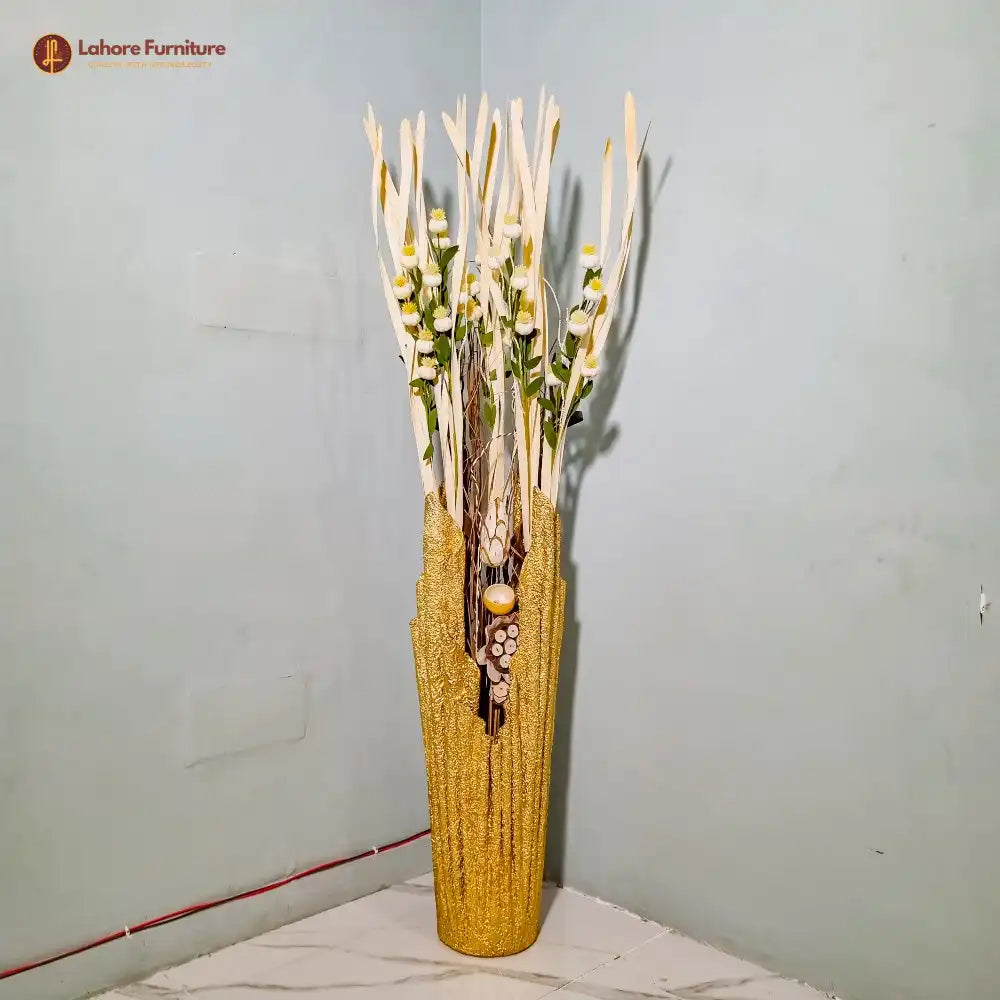 Resin Vase with Wooden Flower Sticks Imported