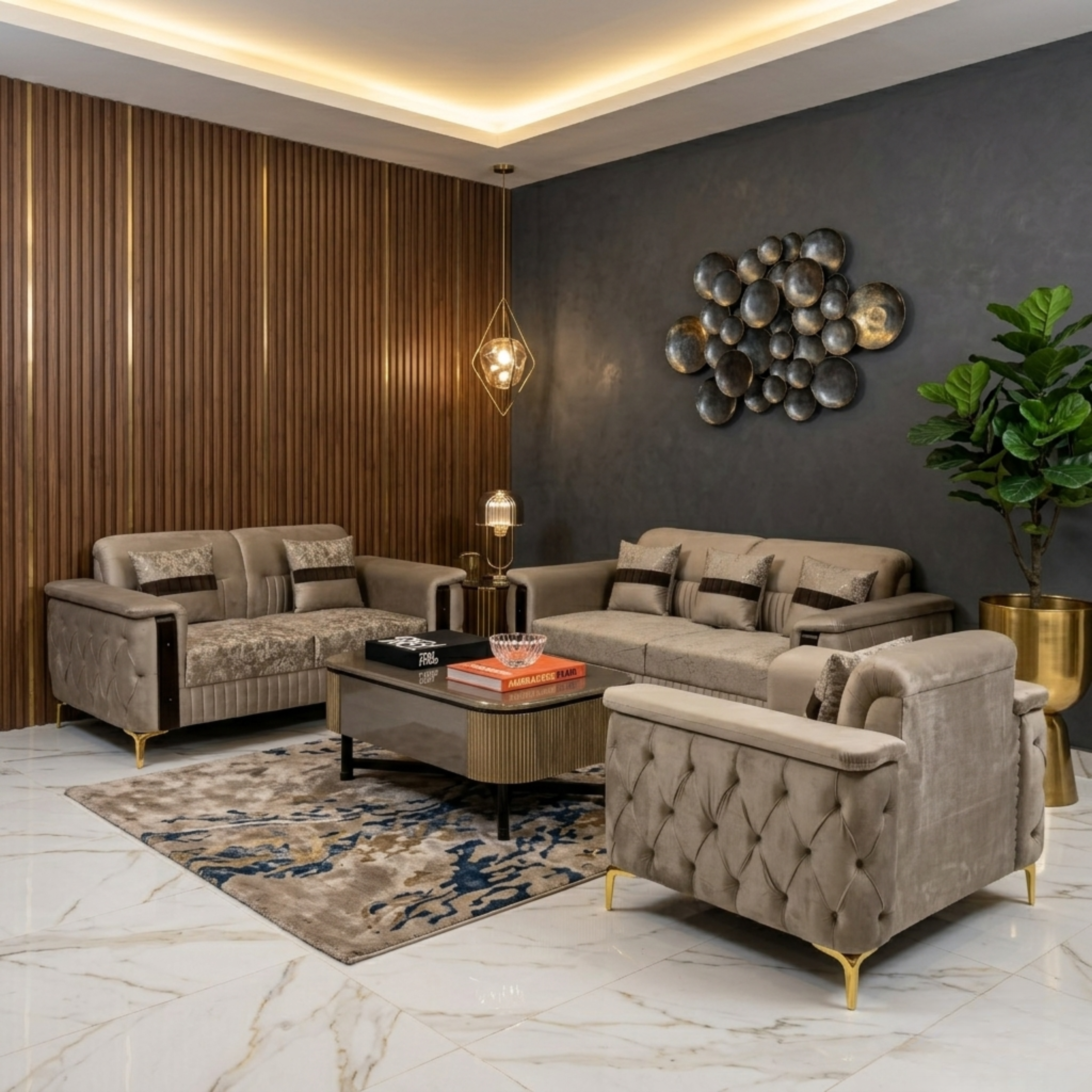 Opulence Tufted Velvet Sofa Set #S67