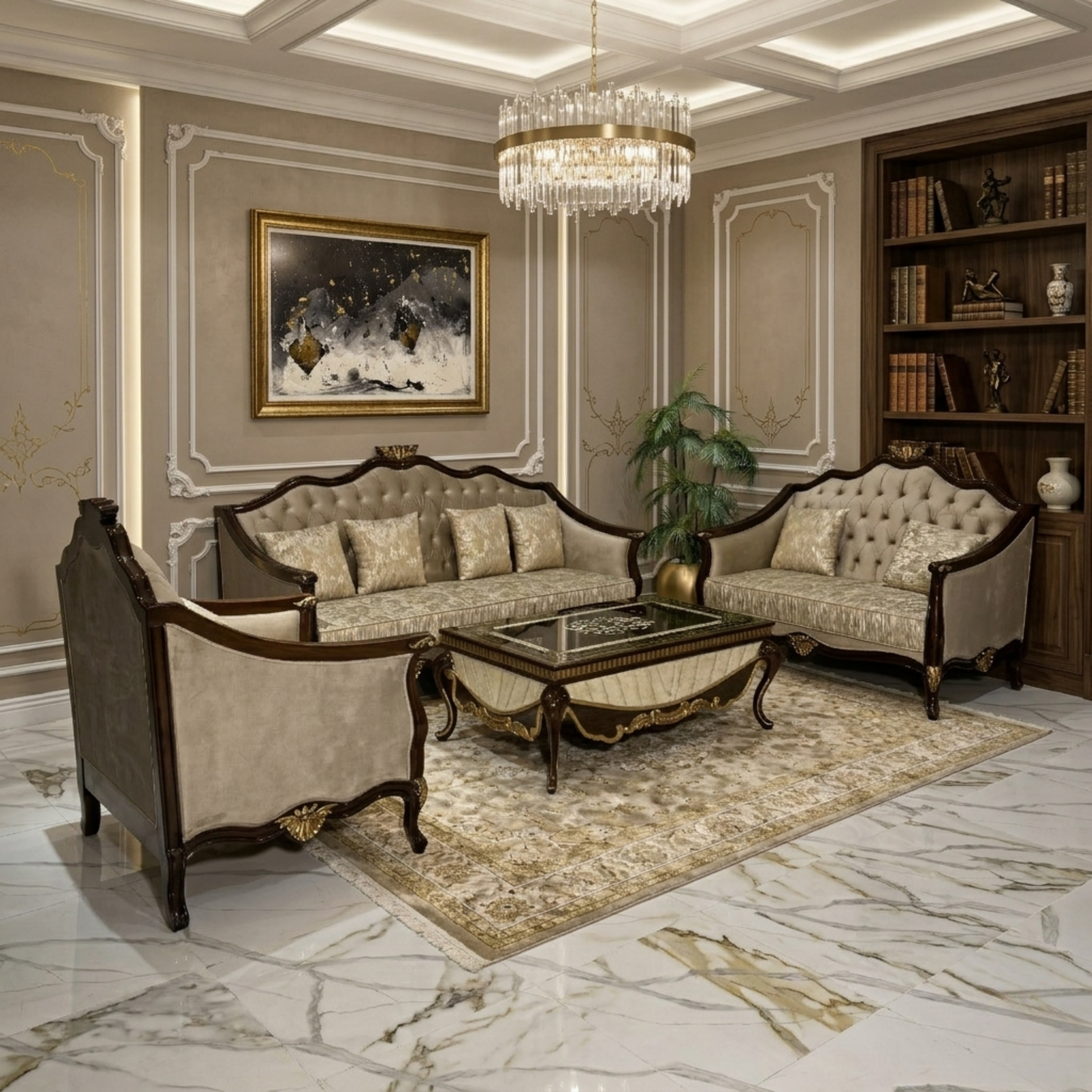 Artisan-Carved Classical Baroque Sofa Set #S71