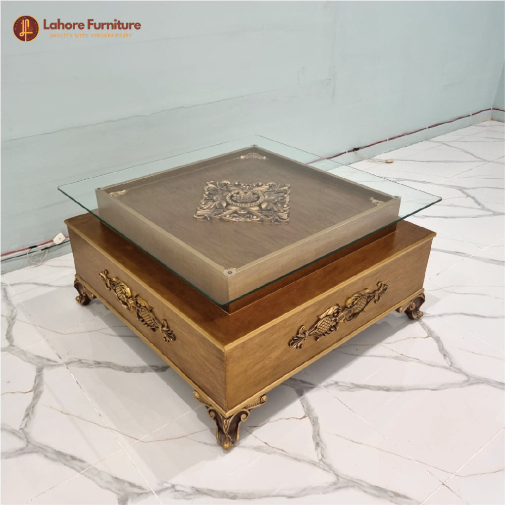 Top Glass Wooden Center Table # CT55