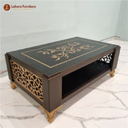 Elegant Floral Design Glass Top Center Table # CT38