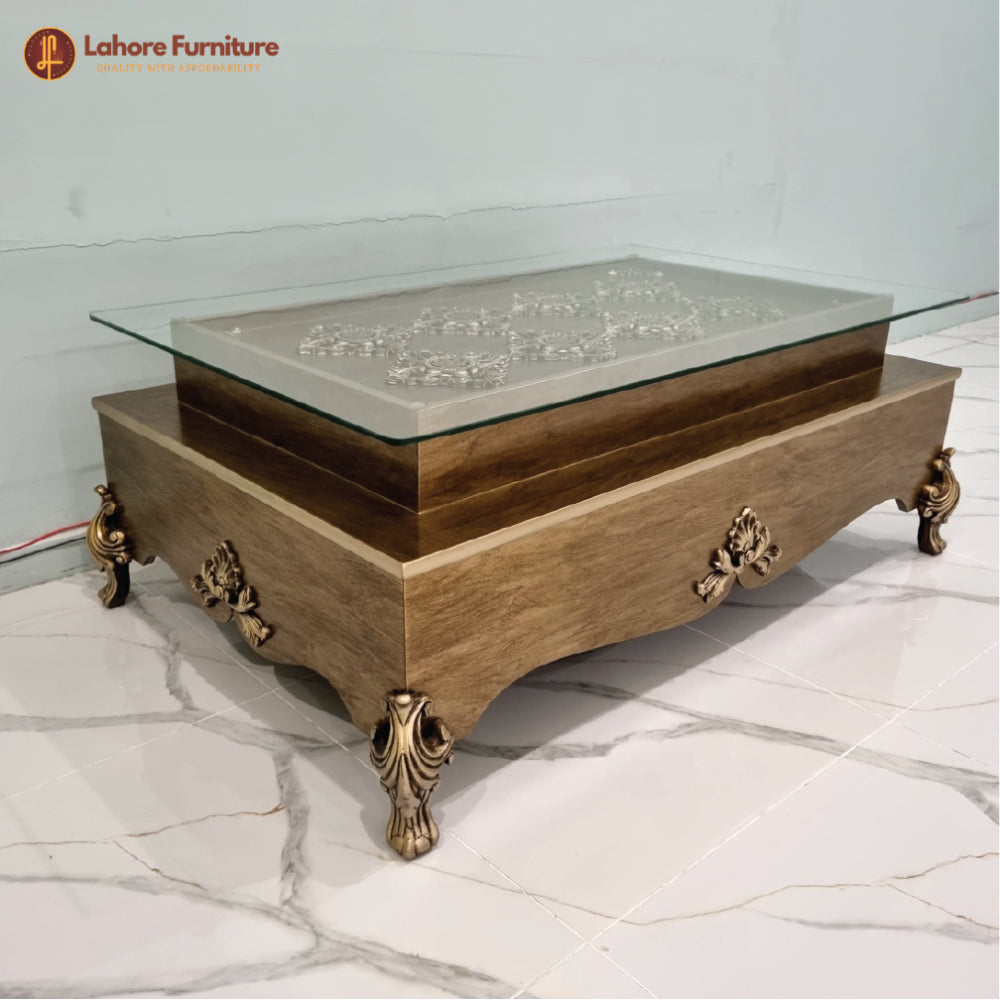 Top Glass Wooden Center Table # CT55