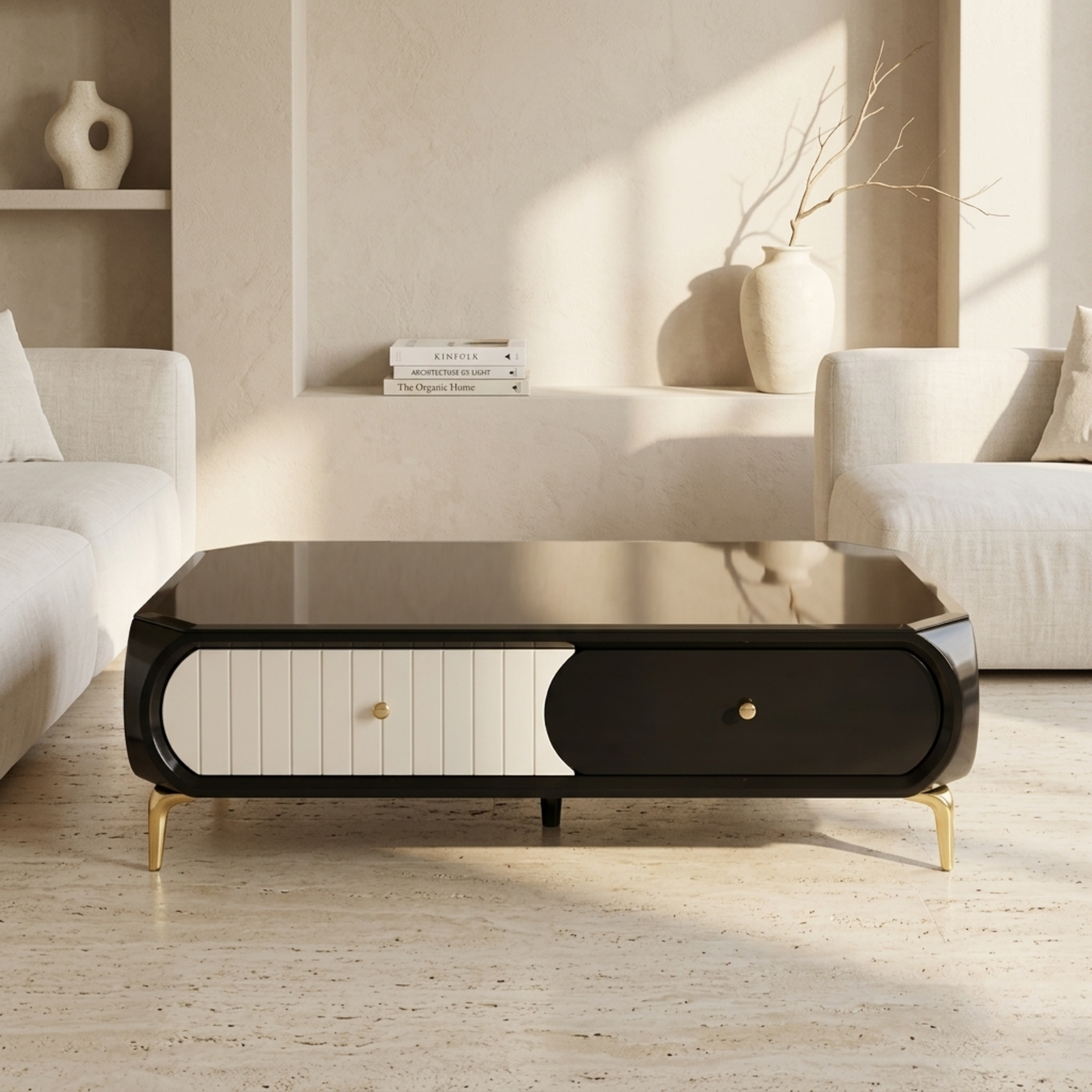 Elegance Modern Black & White Center Table - Ct93 3*5