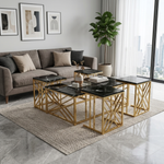 Black Marble & Gold Nesting Center Table