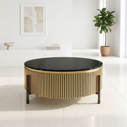 Palace Round Gold and Black Sintered Stone Center Table - CT09