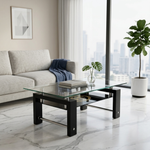 Luna Modern Glass & Marble-Finish Center Table - CT04