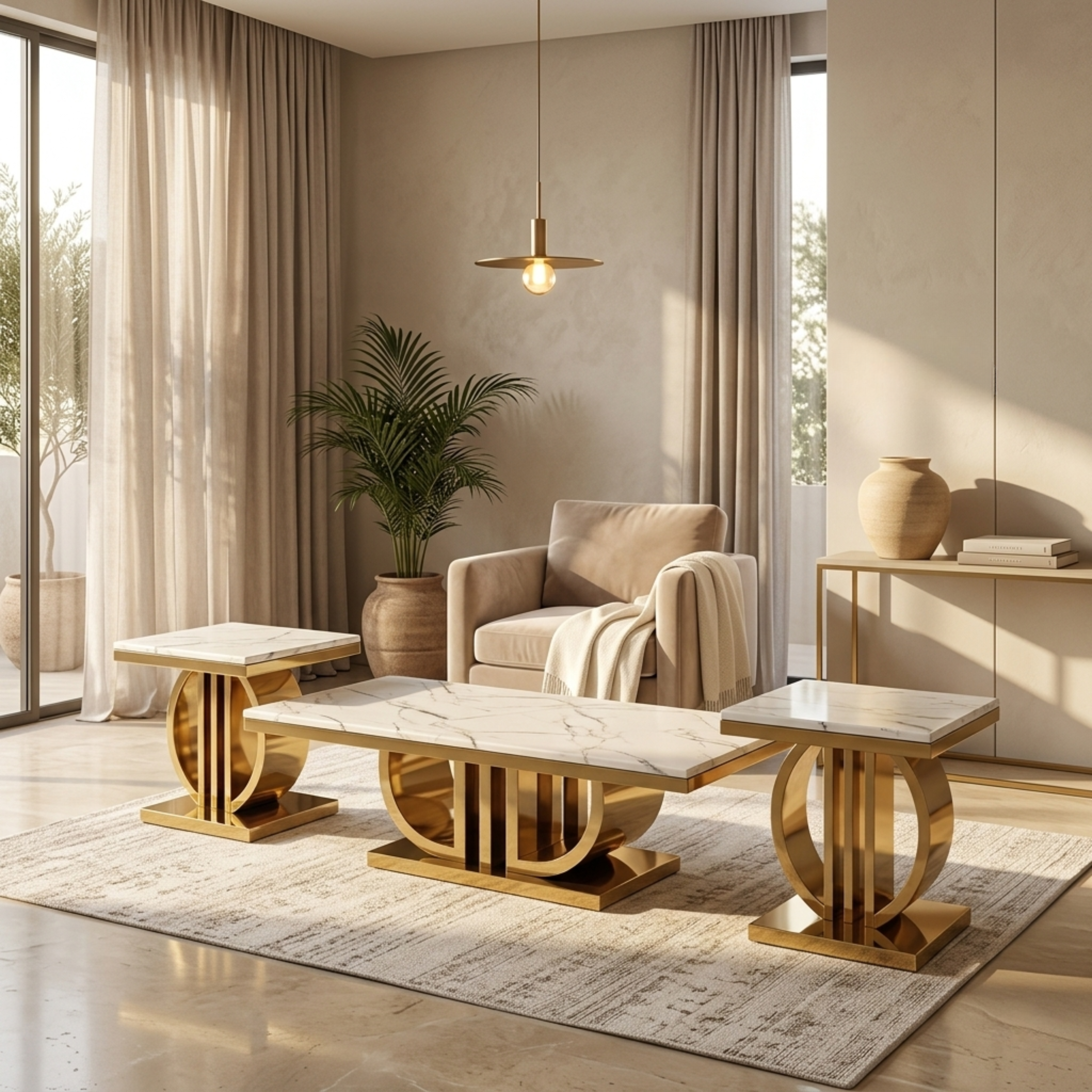 Chic Imported Square Center Table 3-Piece Set