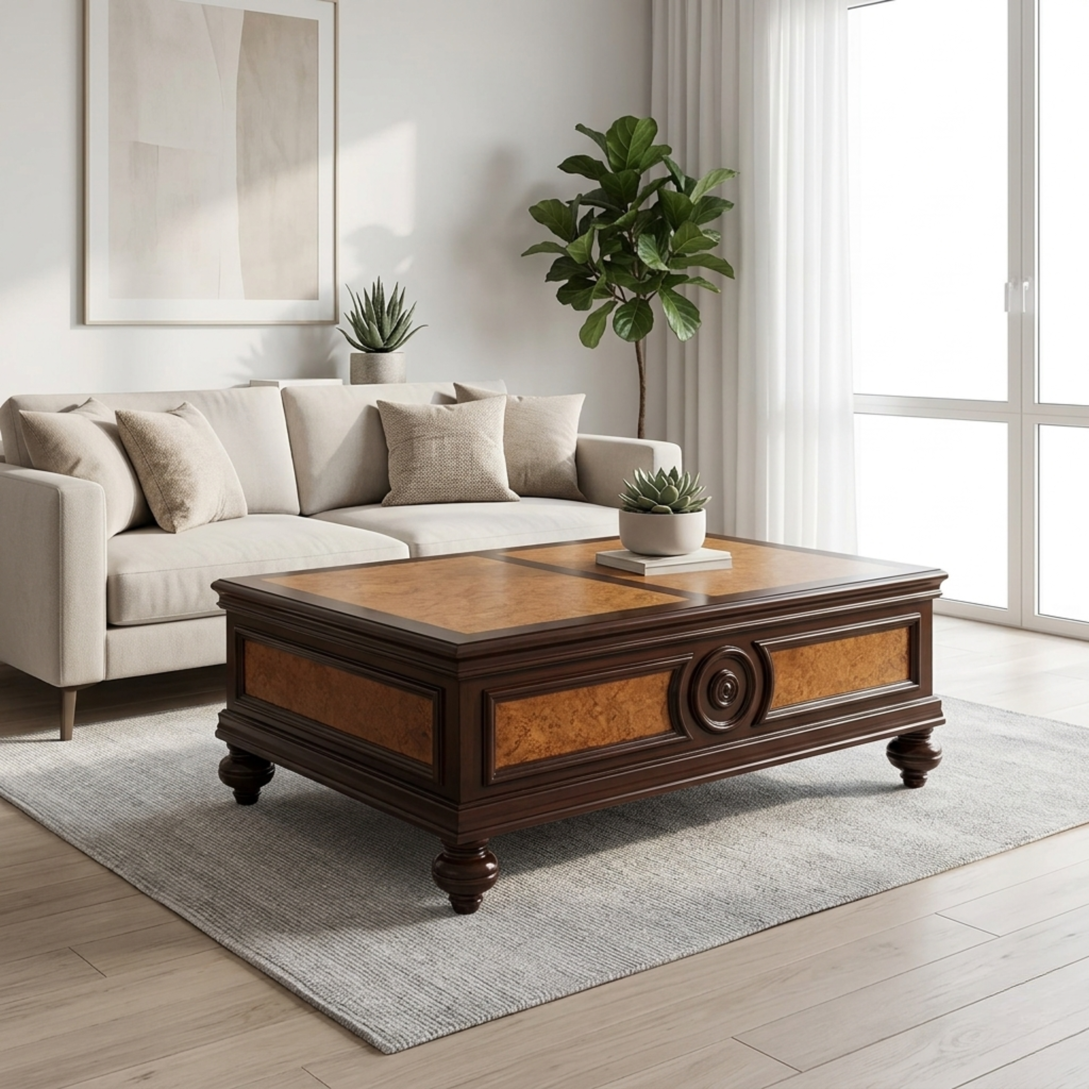 Classic Mahogany-Finish Rectangular Center Table - CT88