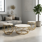 Glam White Marble Center & Side Table Trio