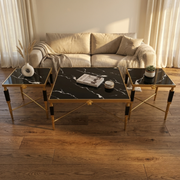 Black Marble Center  Table Set with Gilded Accents