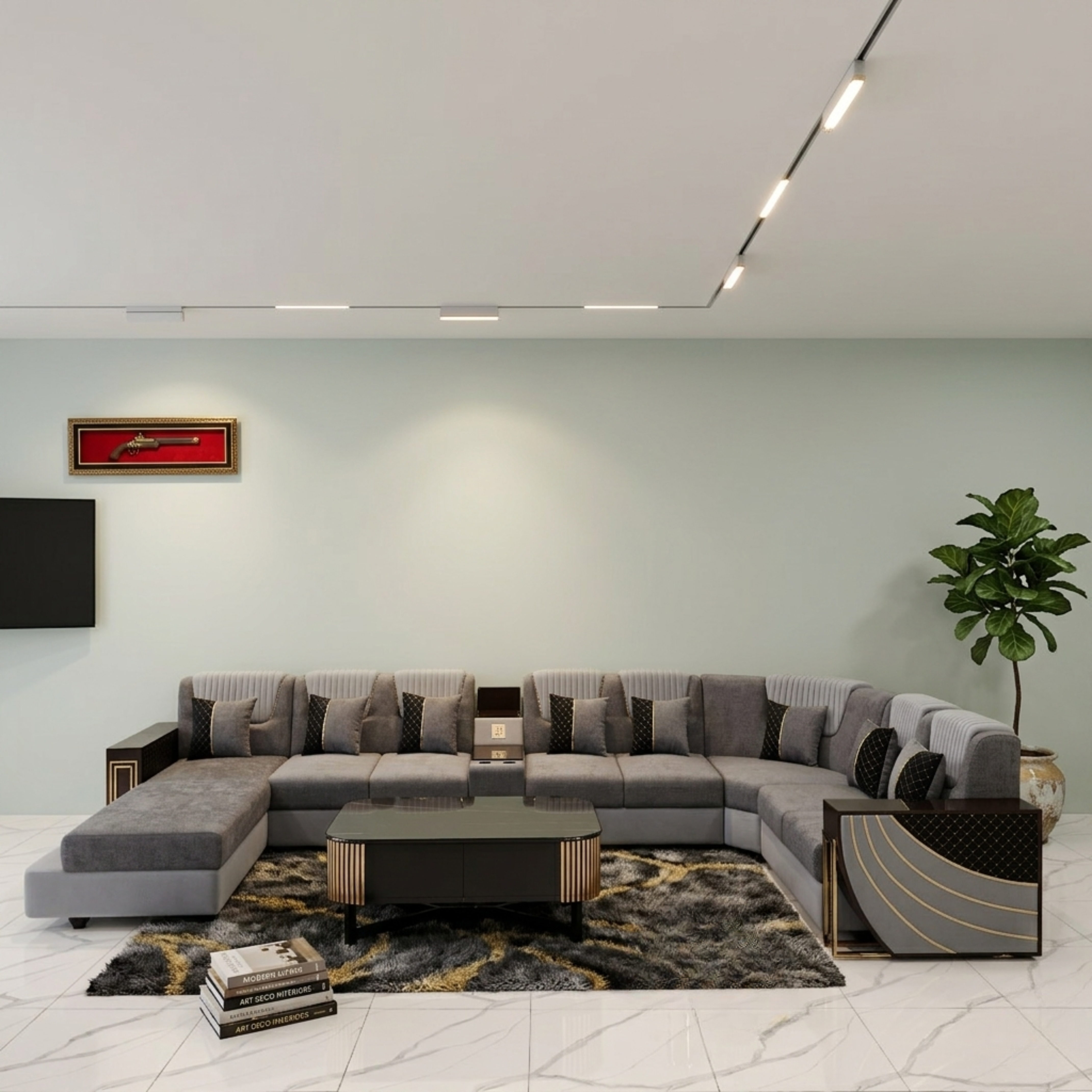 12-Seater Luxury U-Shape Sectional Sofa Set # LS38