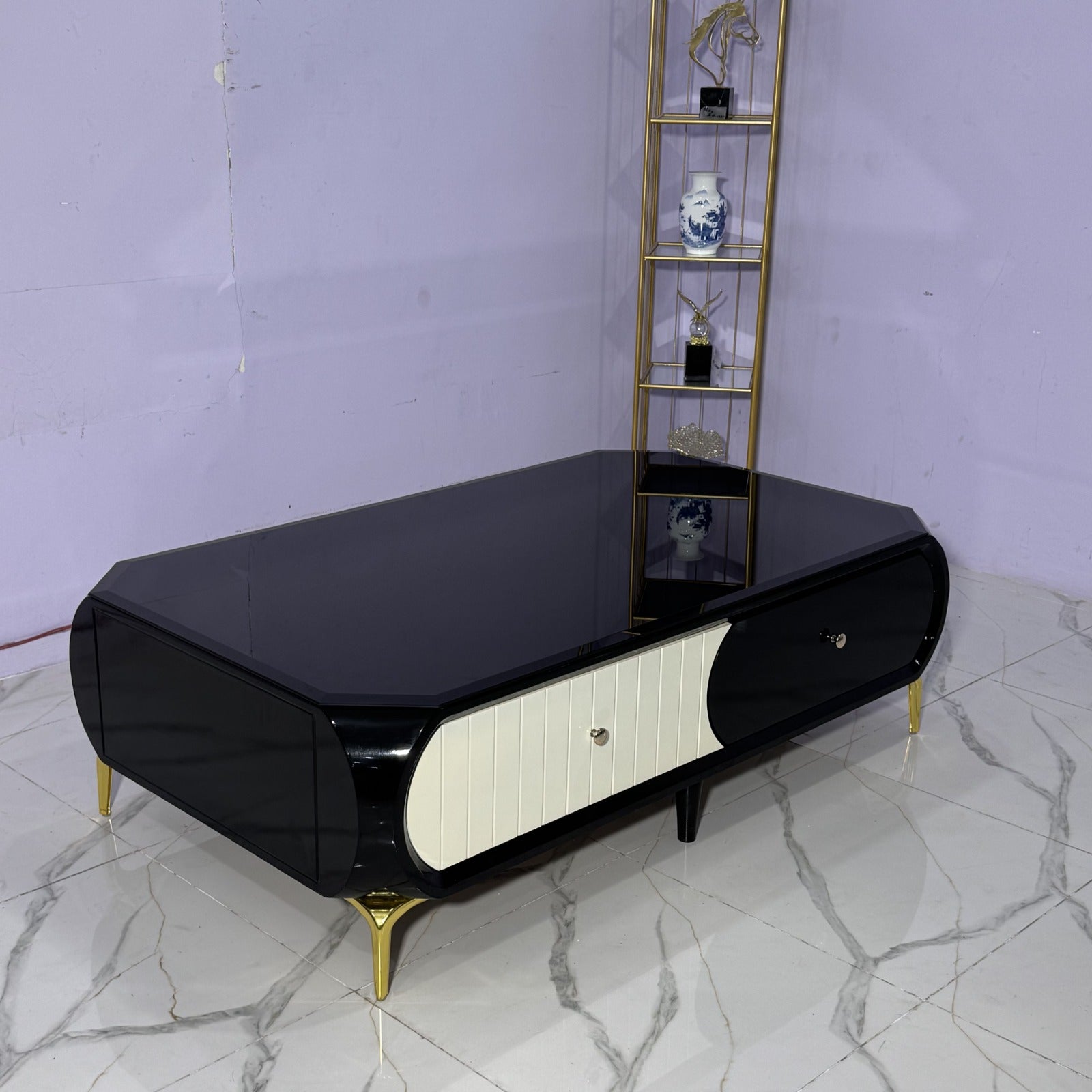 Elegance Modern Black & White Center Table - Ct93 3*5