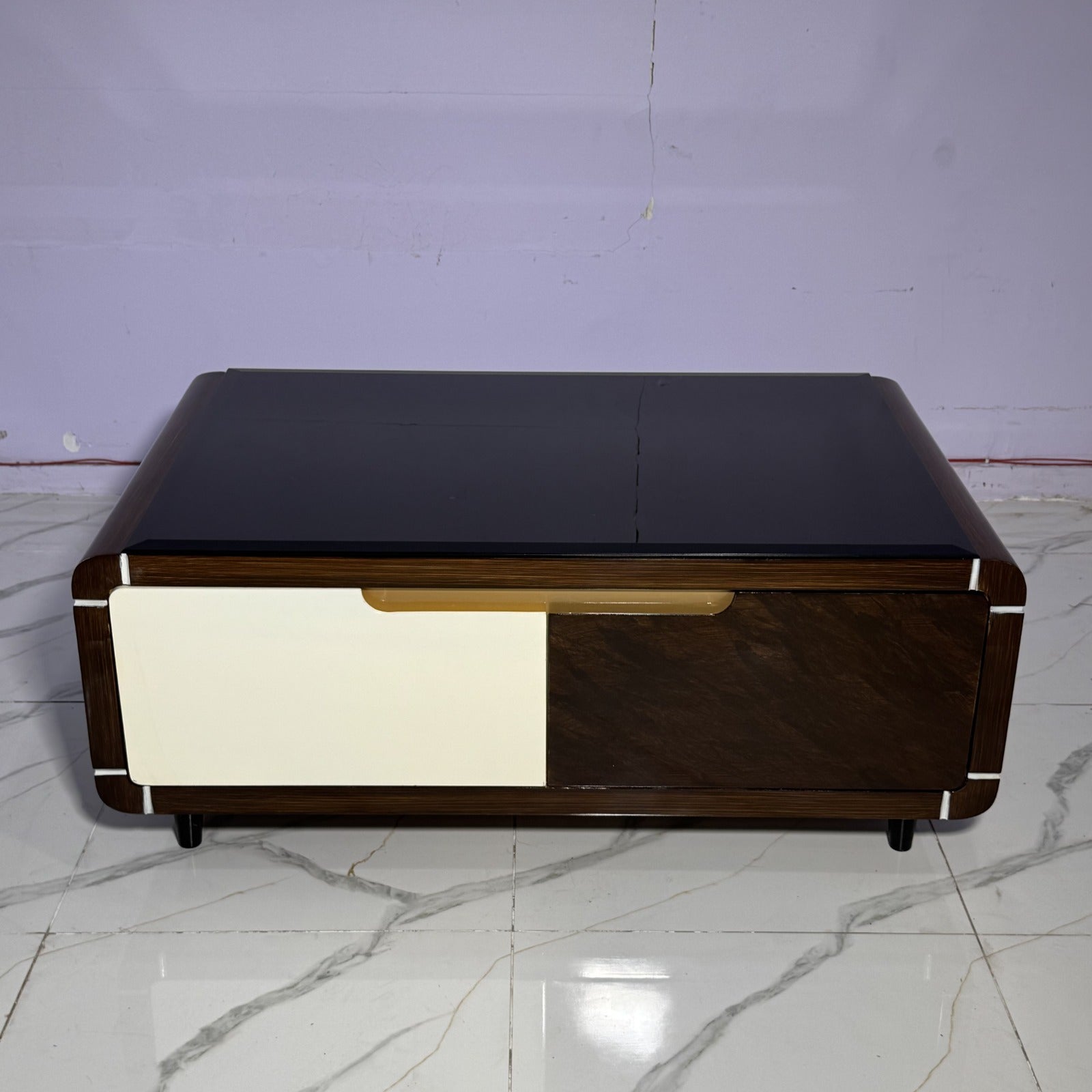 Modern Walnut & Marble Dual-Tone Center Table- Ct94 2.5/4